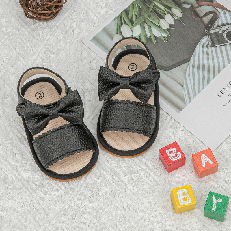 KIDSUN Mùa Hè 2021 Mới Xuất Hiện, Xăng Đan Cho Bé Sơ Sinh Bé Gái Công Chúa Nơ Dễ Thương-Nút Thắt Da Đế Cao Su Phẳng Tập Đi Đầu Tiên xe Tập Đi