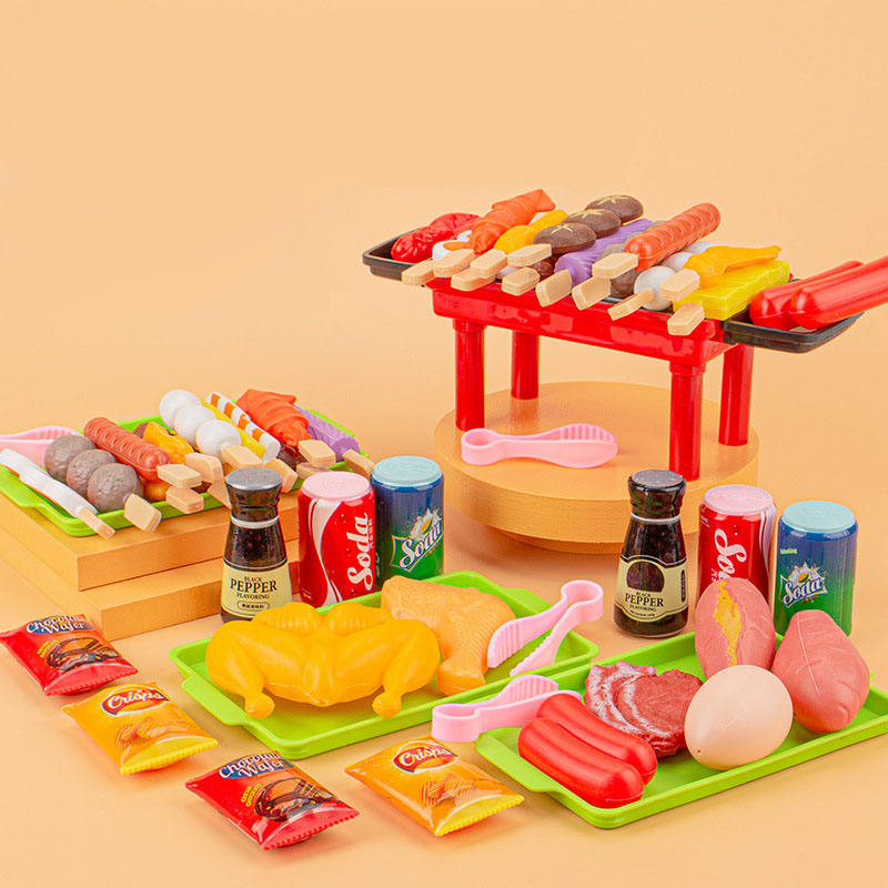 เด็กชุดอาหารบาร์บีคิว Kitchen Pretend Play ของเล่นทําอาหารสาว Early Education บาร์บีคิวกลางแจ้งผู้ปกครอง-เด็ก Interactive ของเล่น
