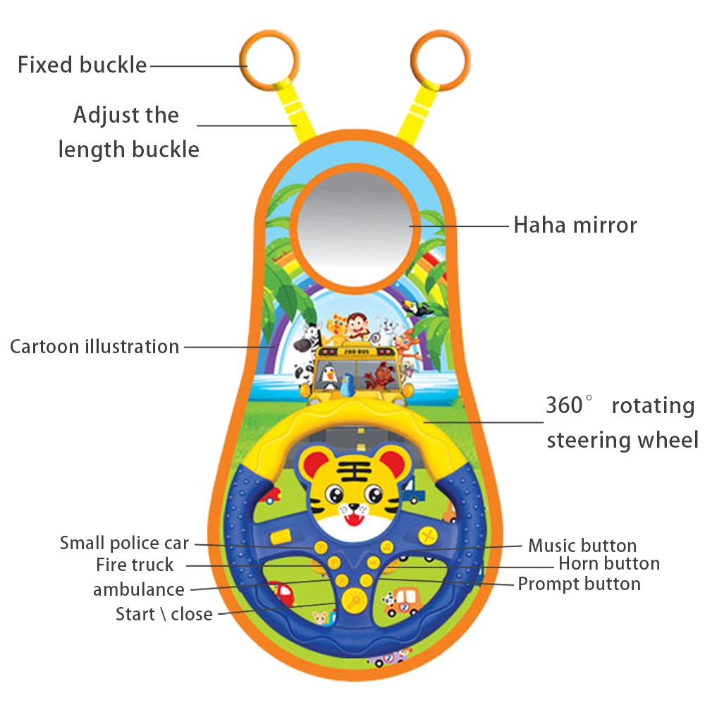 Simulation Animal Model Steering Wheel Sounding Toy Car Copilots With Base Iight Children’s Early Education Music Toys Gift