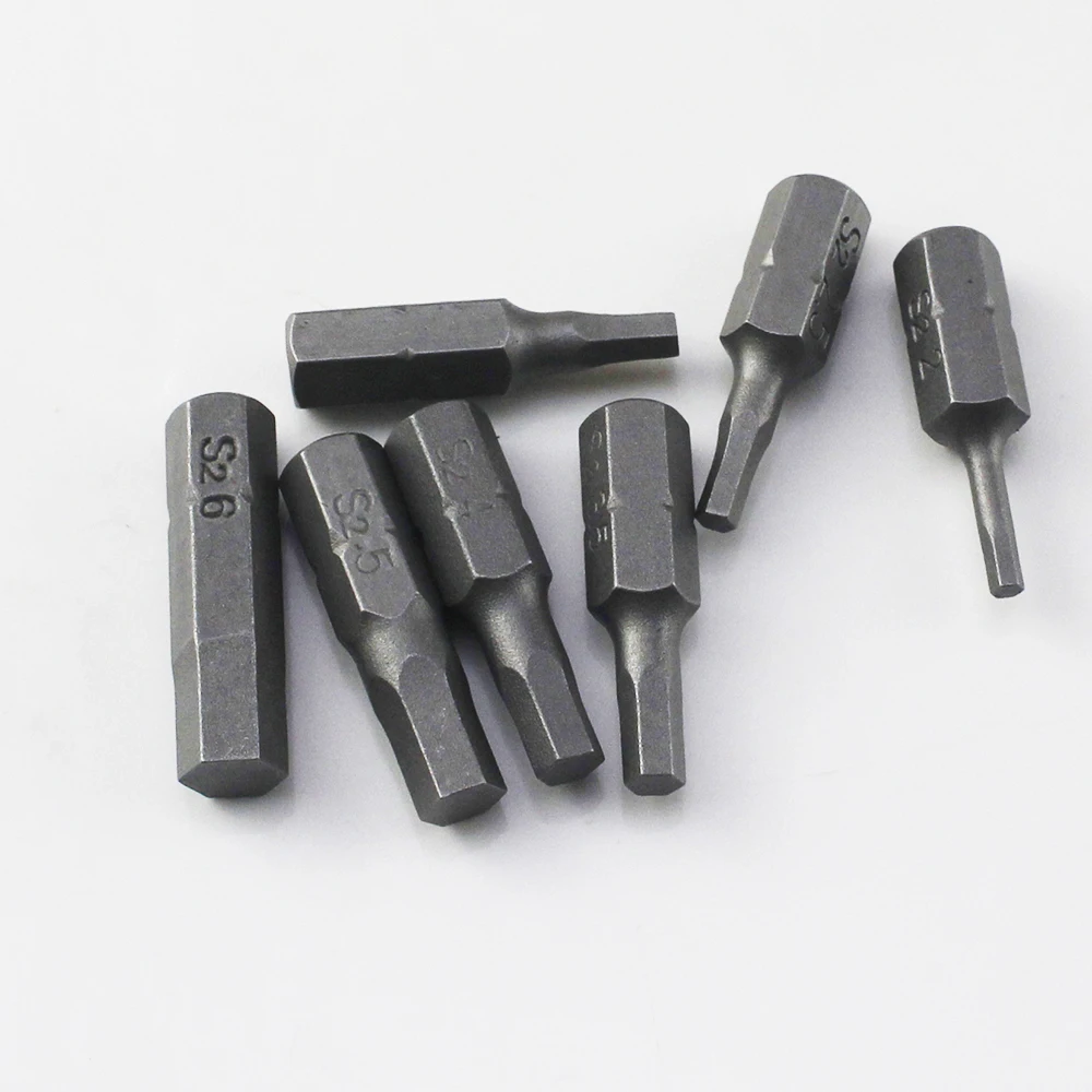 Juego de puntas de destornillador hexagonal, vástago hexagonal de 1/4 ", 25mm, puntas de destornillador de cabeza hexagonal para herramienta eléctrica H2 H2.5 H3 H3.5 H4 H5 H6, 10 Uds.