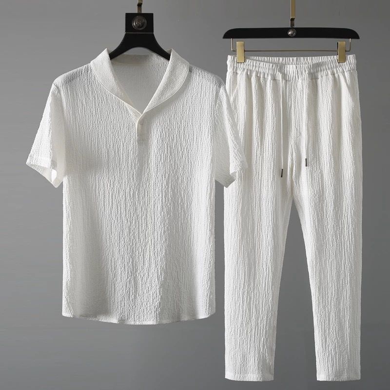 (Hemd + Hose) 2025 Sommer Herrenmode klassisches Hemd Herren Business Casual Fashion Hemden Herren Ein Satz Kleidungsgröße M-4XL