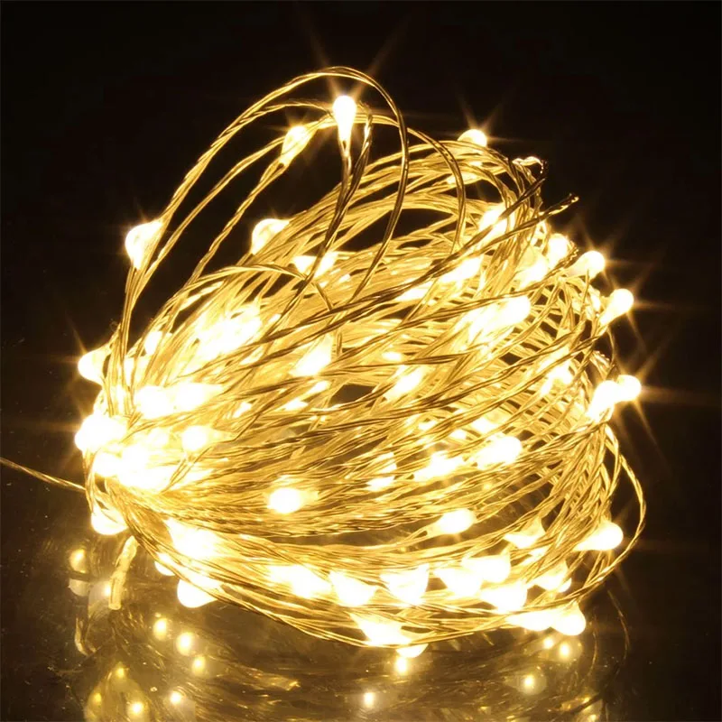 Guirnalda de luces LED de 1-5M, adorno navideño, decoraciones navideñas para el hogar, Xams, luces de hadas de vacaciones de Año Nuevo, funciona con pilas