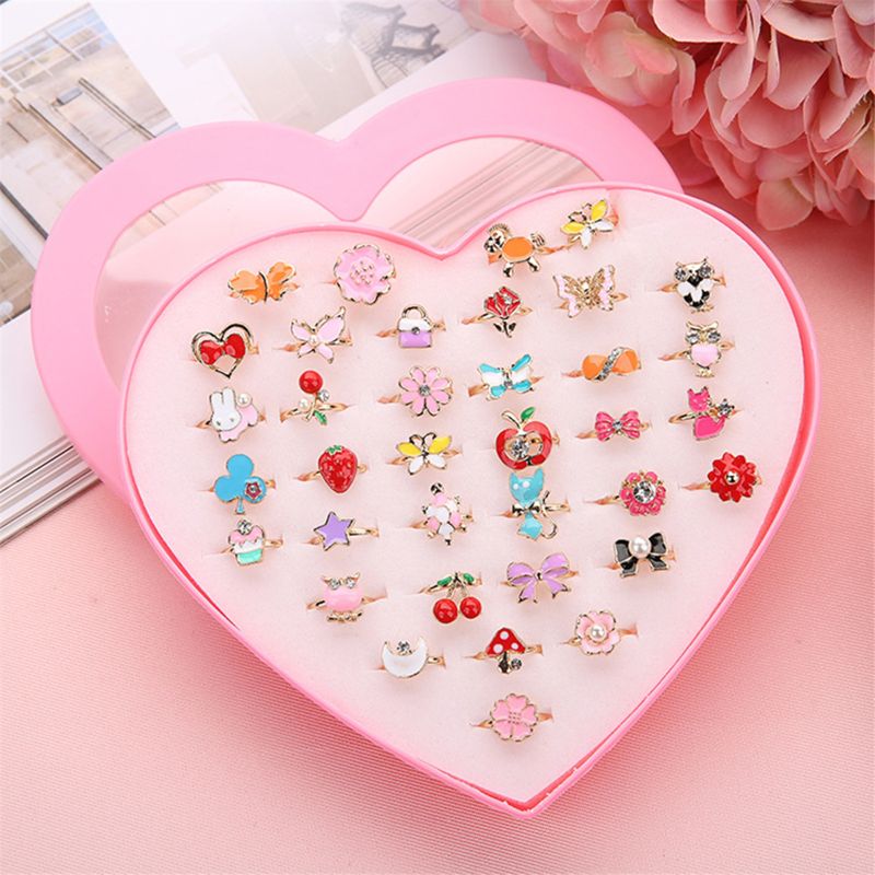 Nóng 5 Cái Lạ Mắt Có Thể Điều Chỉnh Hoạt Hình Nhẫn Dự Tiệc Bé Gái Nhân Vật Hành Động Đồ Chơi P31B