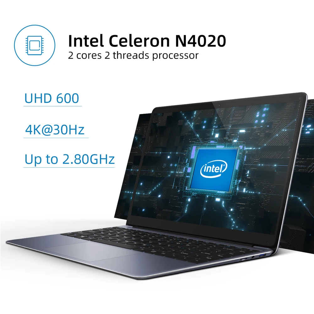 CHUWI HeroBook Pro 14.1" 1920x1080 Resolução Intel Celeron N4020 Dual Core Windows 10 OS 8GB RAM 256GB SSD Laptop com Mini HD