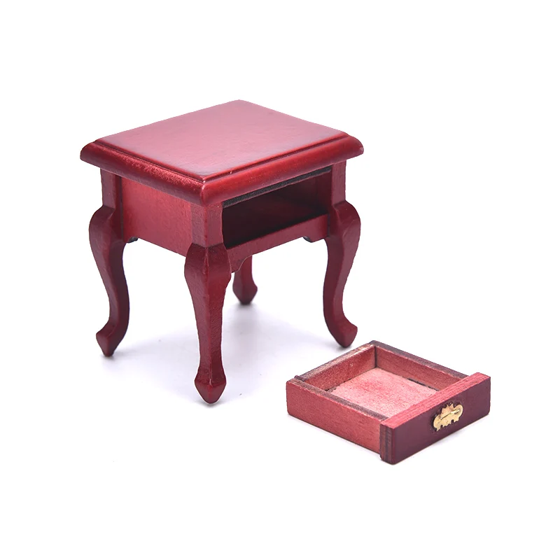 1 Chiếc 1/12 Nhà Búp Bê Thu Nhỏ Đồ Nội Thất Bằng Gỗ Đầu Giường Ngăn Kéo Bàn Nightstand Tủ
