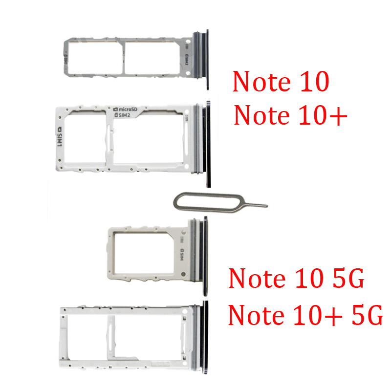 ซิมการ์ดถาดใส่การ์ดสําหรับ Samsung Note 10 Plus 10 + 5G Galaxy หมายเหตุ 10 + โทรศัพท์ชิปซิมการ์ด Micro SD ถาดใส่อะแดปเตอร์
