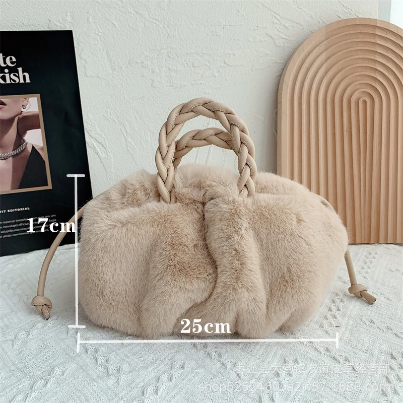 สีทึบ Tote กระเป๋าแฟชั่นคุณภาพสูง Soft Plush ผู้หญิง Designer กระเป๋าถือกระเป๋าเดินทางฟักทองรักแร้กระเป๋า