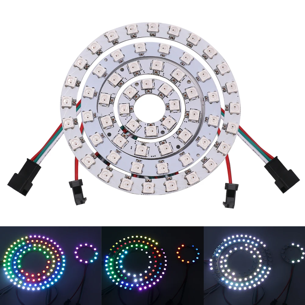 5v ledリングハードストリップWS2812B rgbライト30センチメートル50ミリメートル60ミリメートル70ミリメートル90ミリメートル110ミリメートル150ミリメートル170ミリメートル天使の目ledヘッドライト電球車