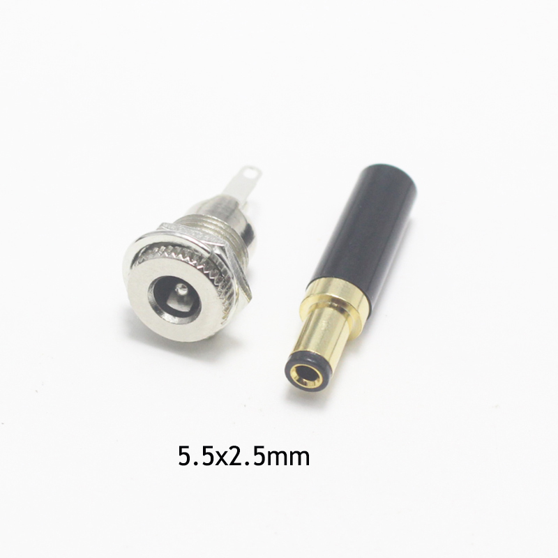 1Set 5.5X2.5Mm/5.5X2.1Mm/3.5X1.35Mm Steker Listrik DC Steker Pria + Soket Wanita untuk Pengelasan Jalur Output Daya Linier