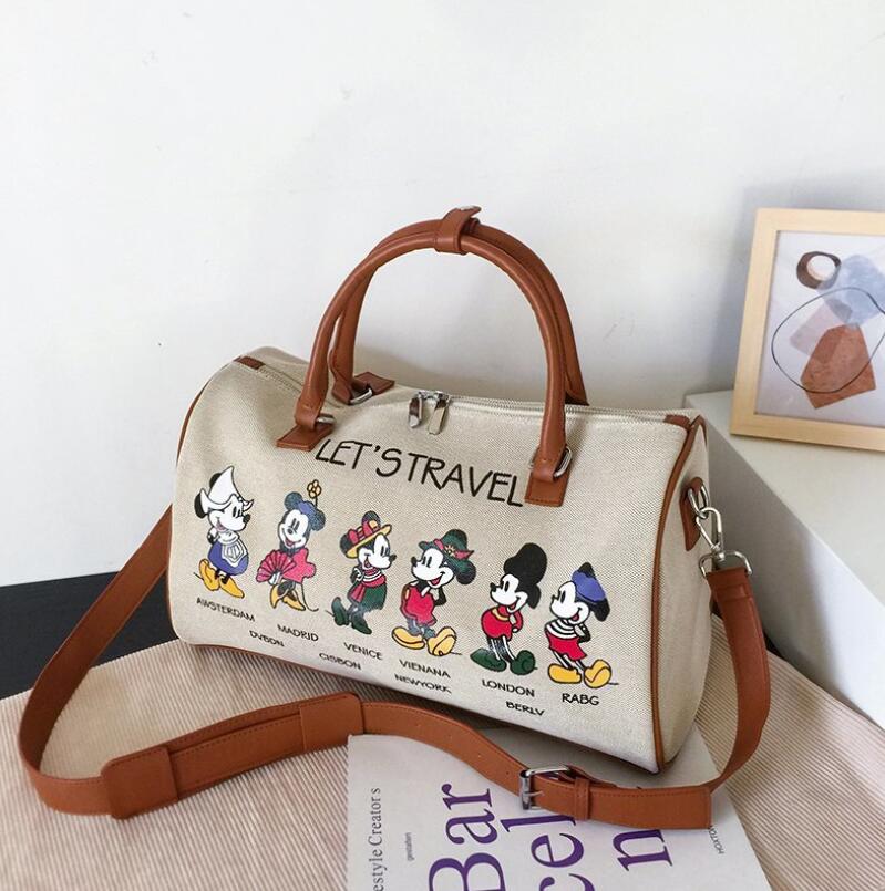 Disney Mickey cartoon canvas handbag Minnie ladies men's messenger bag large capacity shoulder bag