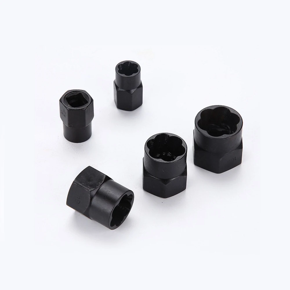 10 Buah 9-19Mm Mur dan Baut Ekstraktor Mur Rusak dan Alat Pelepas Sekrup Mur Hitam Kit Alat Ulir dengan 2 Gaya Drop Ship