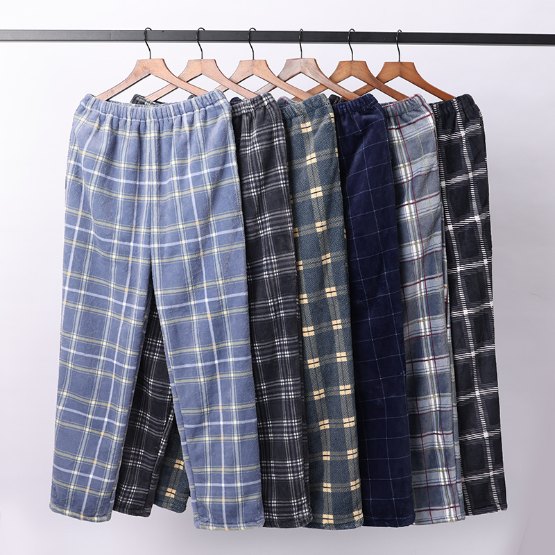 หนา Flannel ผู้ชายลายสก๊อตกางเกงหลาขนาดใหญ่ WARM Sleep กางเกงบุรุษชุดนอนกางเกงชุดนอนชุดนอนสําหรับชาย Pijama hombre