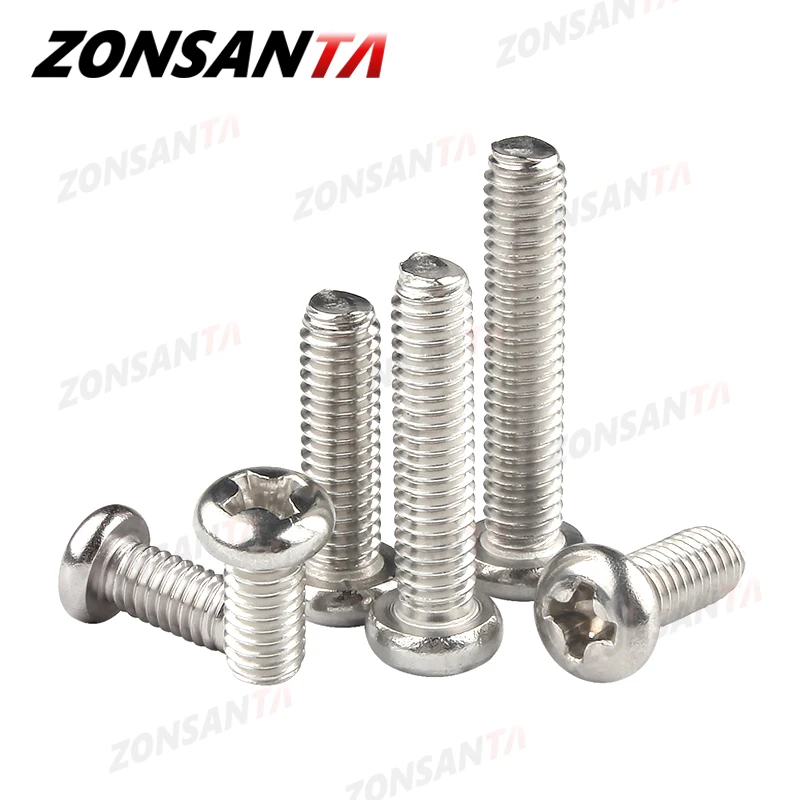 Винты ZONSANTA M1.6 M2 M2.5 M3 M4 M5 M6 DIN7985 GB818 304 из нержавеющей стали с крестообразной головкой, болты для компьютера