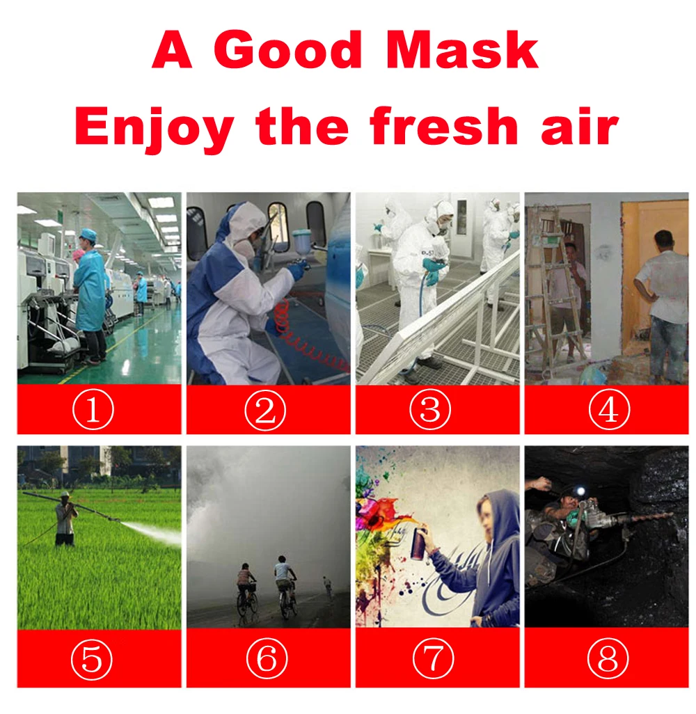 6200 หน้ากากป้องกันแก๊สพิษ Full Face Mask Self-Priming ประเภทตัวกรองมุมมองขนาดใหญ่สามารถเชื่อมต่อกระป๋องหน้ากากแก๊ส