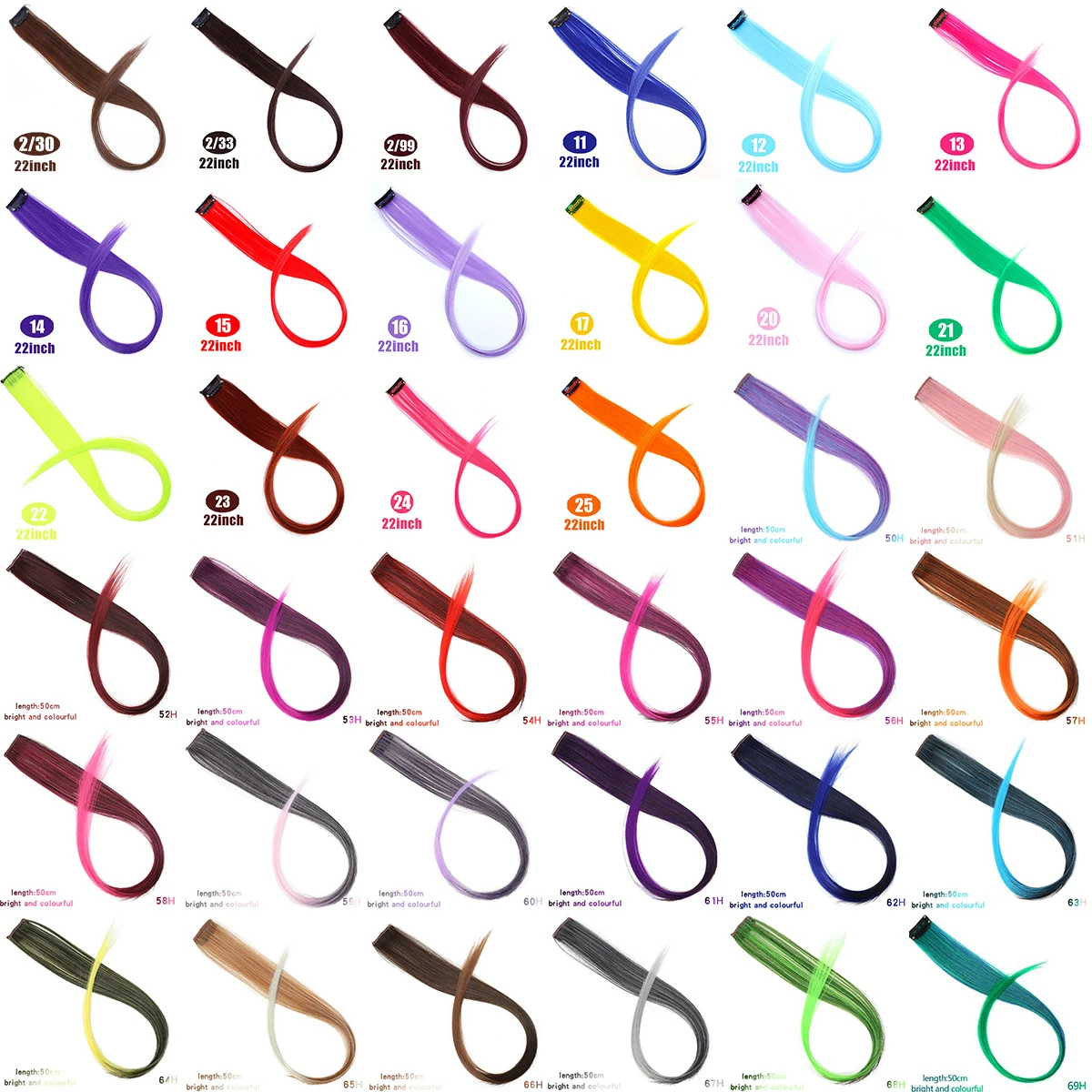 LUPU Tóc Tổng Hợp Phần Mở Rộng Với Một Clip Chịu Nhiệt Rainbow Phần Lông Cho Bé Nữ Dài Cong Lượn Sóng Phong Cách Đầy Màu Sắc tóc