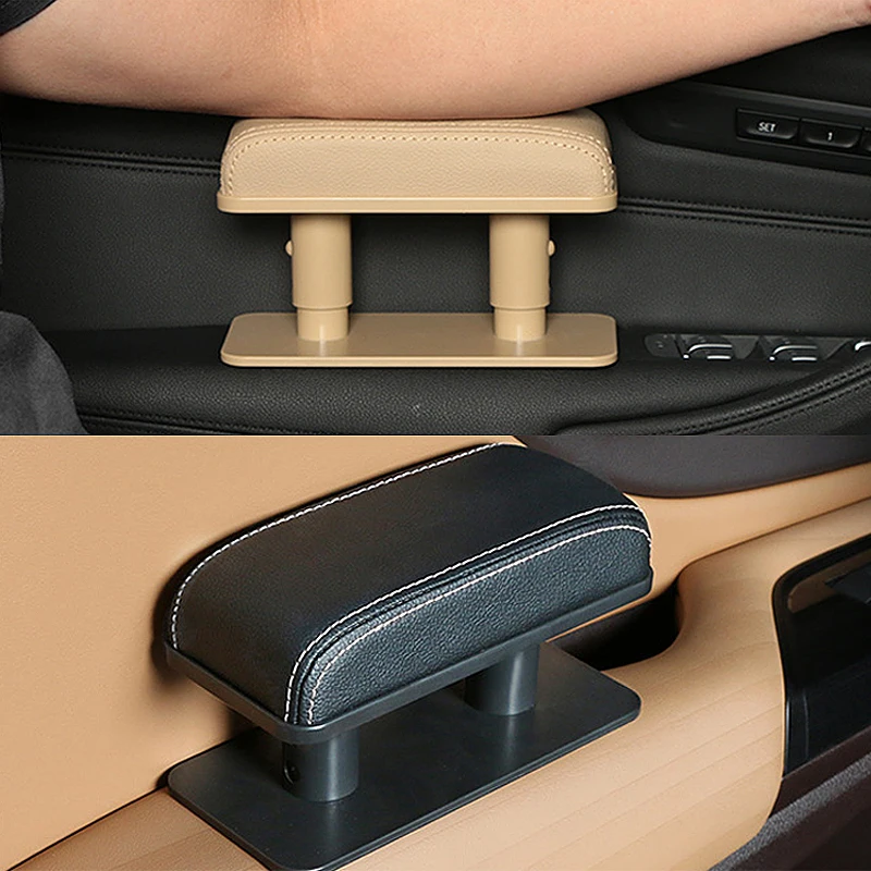 Seametal extensor de descanso de braço para porta de carro, apoio de cotovelo, altura ajustável, couro pu, almofada de apoio de braço automático universal