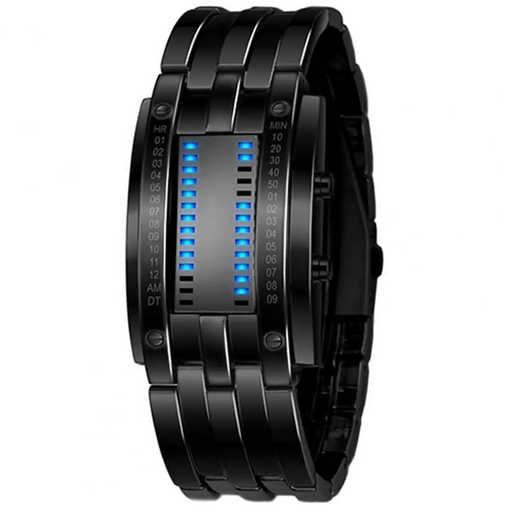 คู่ Electronic นาฬิกาข้อมือวันที่ดิจิตอลจอแสดงผล LED ทังสเตนเหล็กแฟชั่นส่องสว่างผู้หญิงผู้ชายนาฬิกา