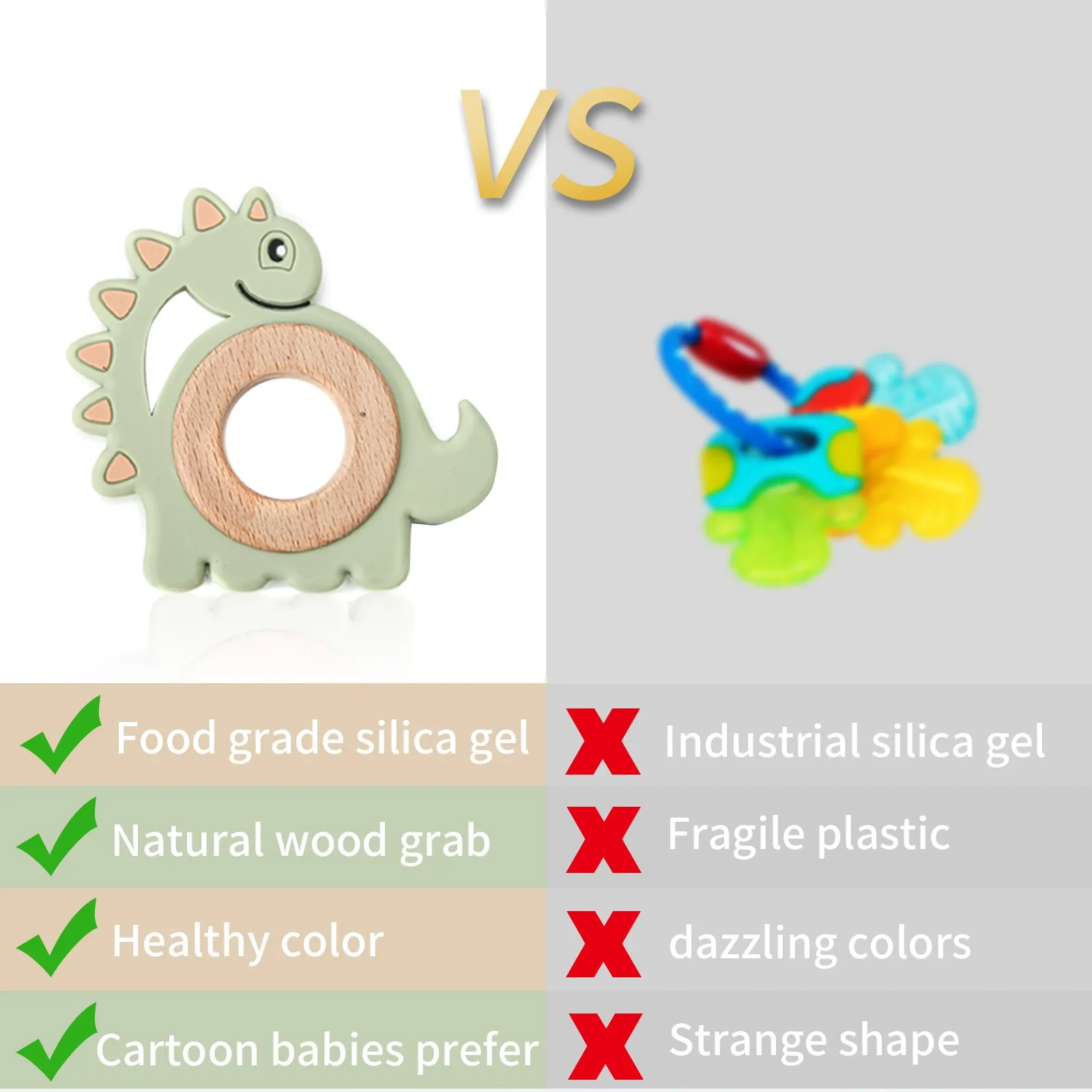 1PC Hoạt Hình Khủng Long Hàm Đồ Chơi Cho Bé Sản Phẩm Chăm Sóc Răng Miệng Không BPA Silicone Cho Bé Xúc Xắc Vòng Gỗ Thực Phẩm cấp Mọc Răng Đồ Chơi