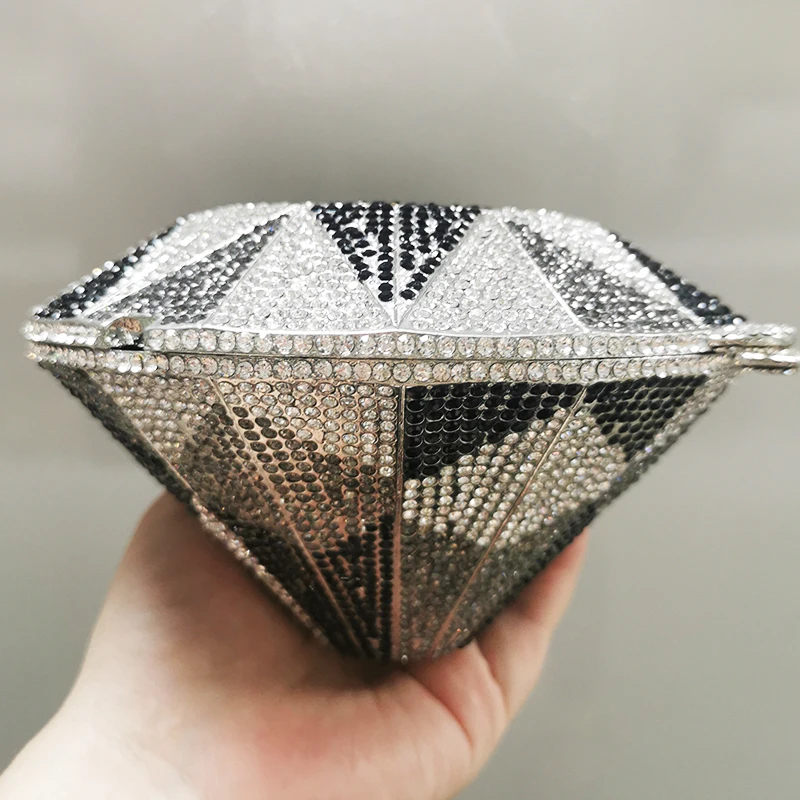 Dompet tas berlian putih jernih tas malam batu permata Clutch mode kotak hitam Mini dompet tas tangan pesta makan malam wanita