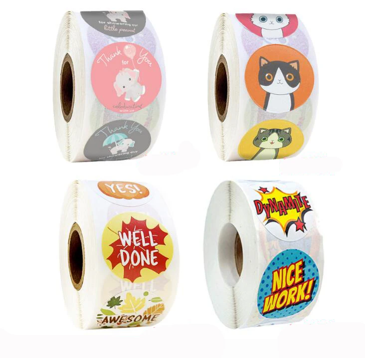 500 uds/rollo de pegatinas de recompensa, pegatinas de estímulo para niños, pegatinas motivacionales con animales lindos para estudiantes y profesores GYH
