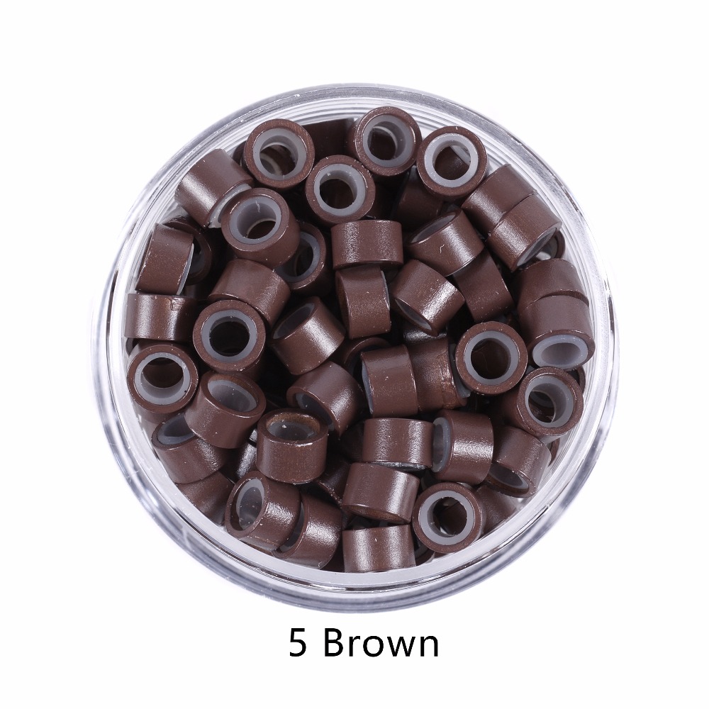 200 Stück 500 Stück/Packung 5,0 mm mit Silikon ausgekleidete Mikroglieder, Ringe, Perlen, Haarring, Haarperlen, mit Silikon ausgekleidete Perlen, 9 Farben optional