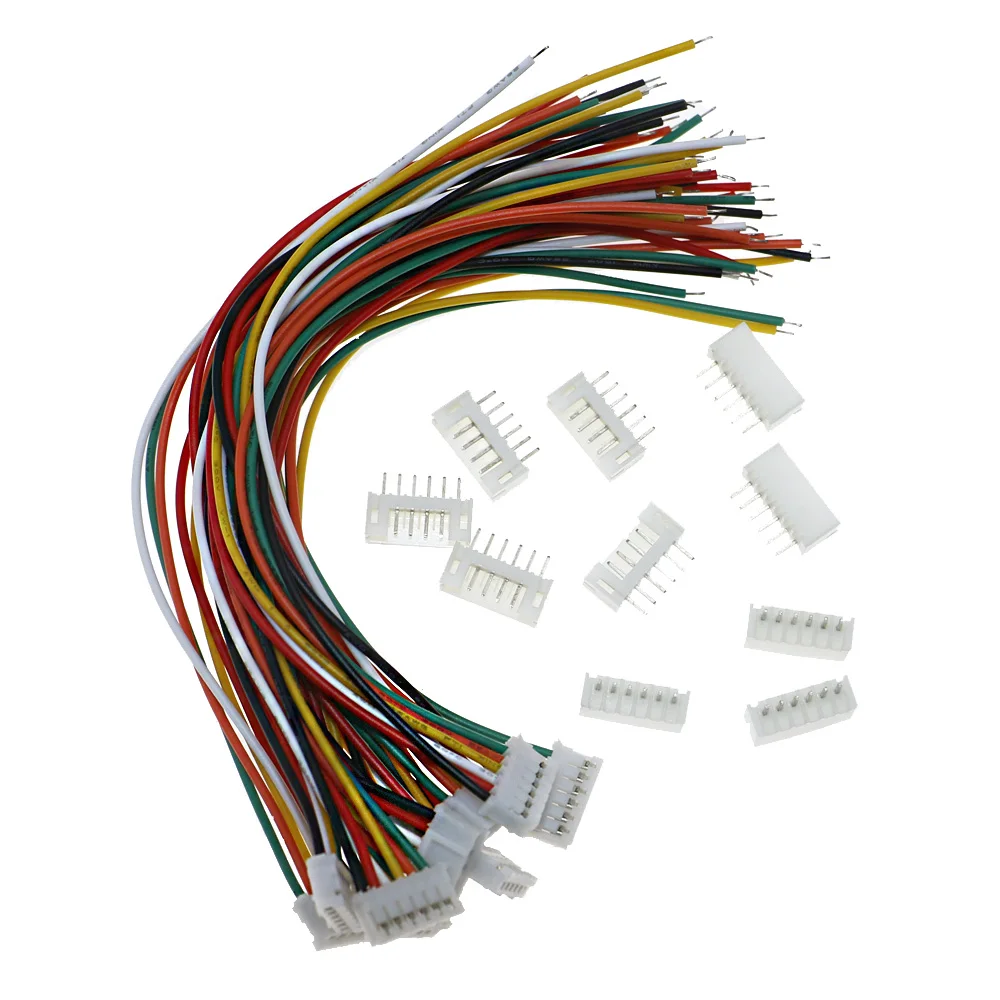 50Sets/Box Mini Micro JST PH2.0 - 2/3/4/5/6Pin Connector Plug Assortment Kit With 150mm Wires Cables