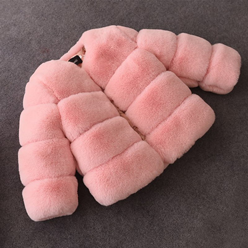 Abrigo de piel sintética para niñas, chaqueta de Navidad de manga larga para niñas, abrigo cálido para niñas, prendas de vestir exteriores para niñas