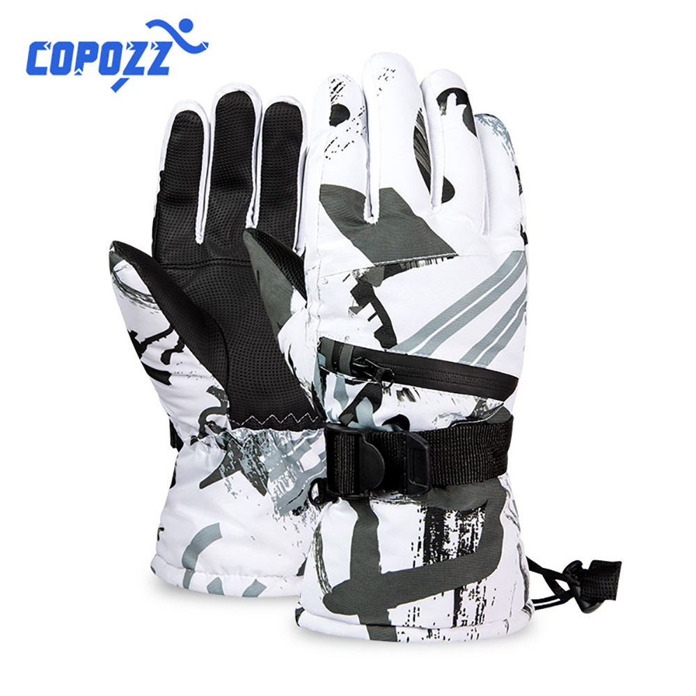 Copozz luvas de esqui com tela sensível ao toque de 3 dedos, à prova d'água, inverno, quente, snowboard, motocicleta, equitação, snowmobile