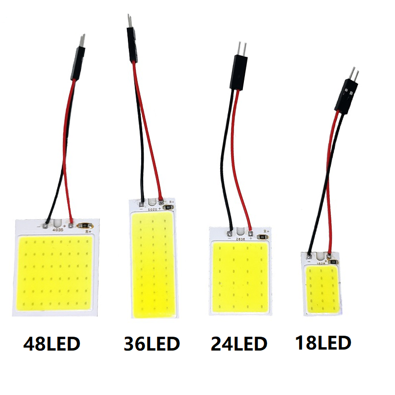 Blanco T10 W5w Cob 24SMD 36SMD 48SMD BA9S coche Led lámpara de placa de matrícula bombilla de lectura Interior de coche luz de adorno de maletero 12V
