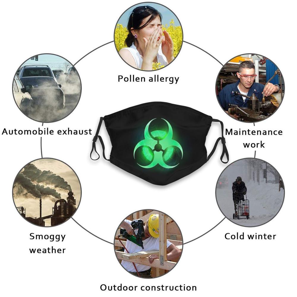 Xanh Biohazard Biểu Tượng Hình In Ngộ Nghĩnh Có Thể Tái Sử Dụng Pm2.590 Lọc Khẩu Trang Biohazard Xanh Biểu Tượng Trên Đen Phát Sáng Nền