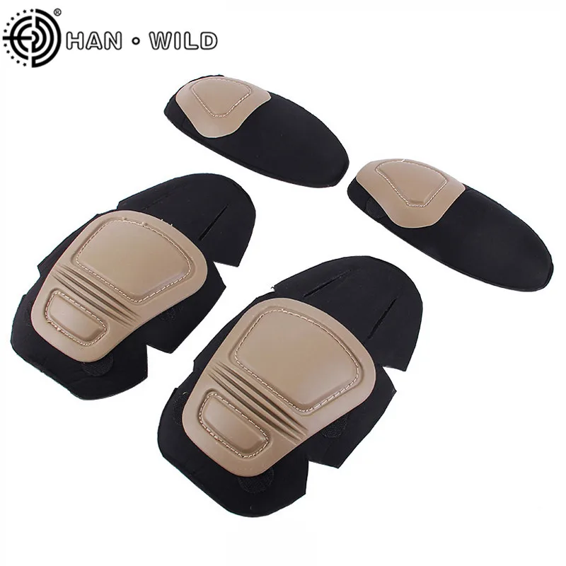 HAN กบป่าชุดเข่า Pads ข้อศอก Paintball Airsoft ยุทธวิธี Kneepad Interpolated เข่า Protector ชุดเกียร์ COMBAT