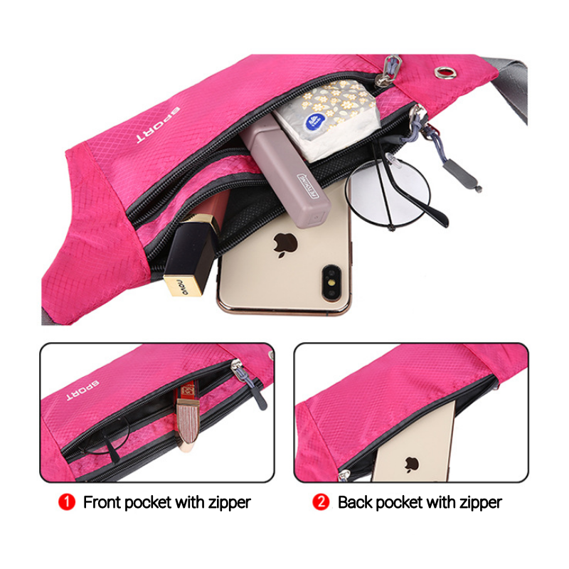 กระเป๋าเอวกีฬาเข็มขัดผู้ชายกระเป๋ากันน้ำ Ultra-Thin Mini Fanny Pack ใหม่ผู้หญิงร้อน Run Light เอวกระเป๋า