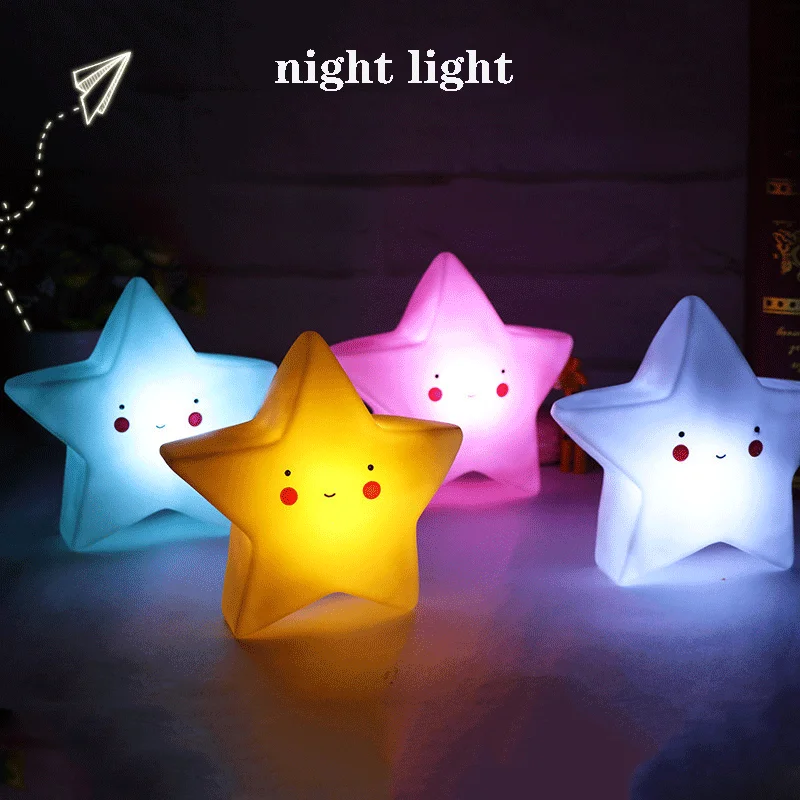 Mini luz LED nocturna de dibujos animados, fantasía, estrella, Luna, luz de noche, decoración de habitación de bebé, luz nocturna de alimentación, juguete de regalo para niños