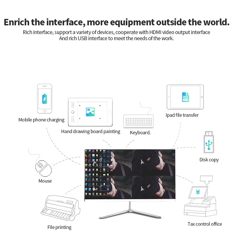 All-in-one Desktop window10 19 inch Computer core i3 office home Desktop PC Factory Price mainframe complete set support wifi