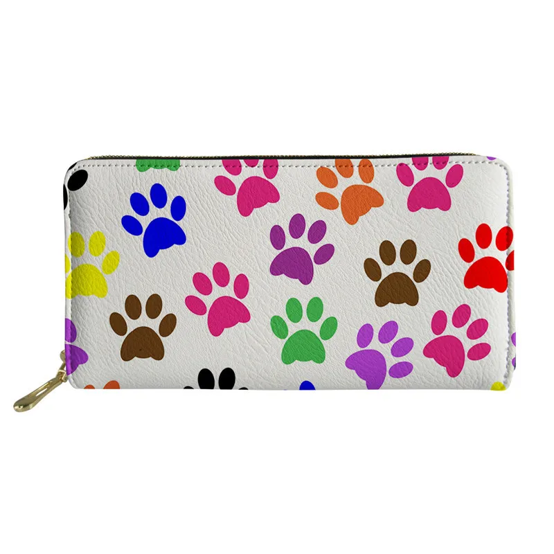 Dompet Fashion Wanita Tas Dompet Wanita Ritsleting Multifungsi Pola Kaki Anjing Pelangi Tas Dompet Ponsel Tas Uang Tunai 2021