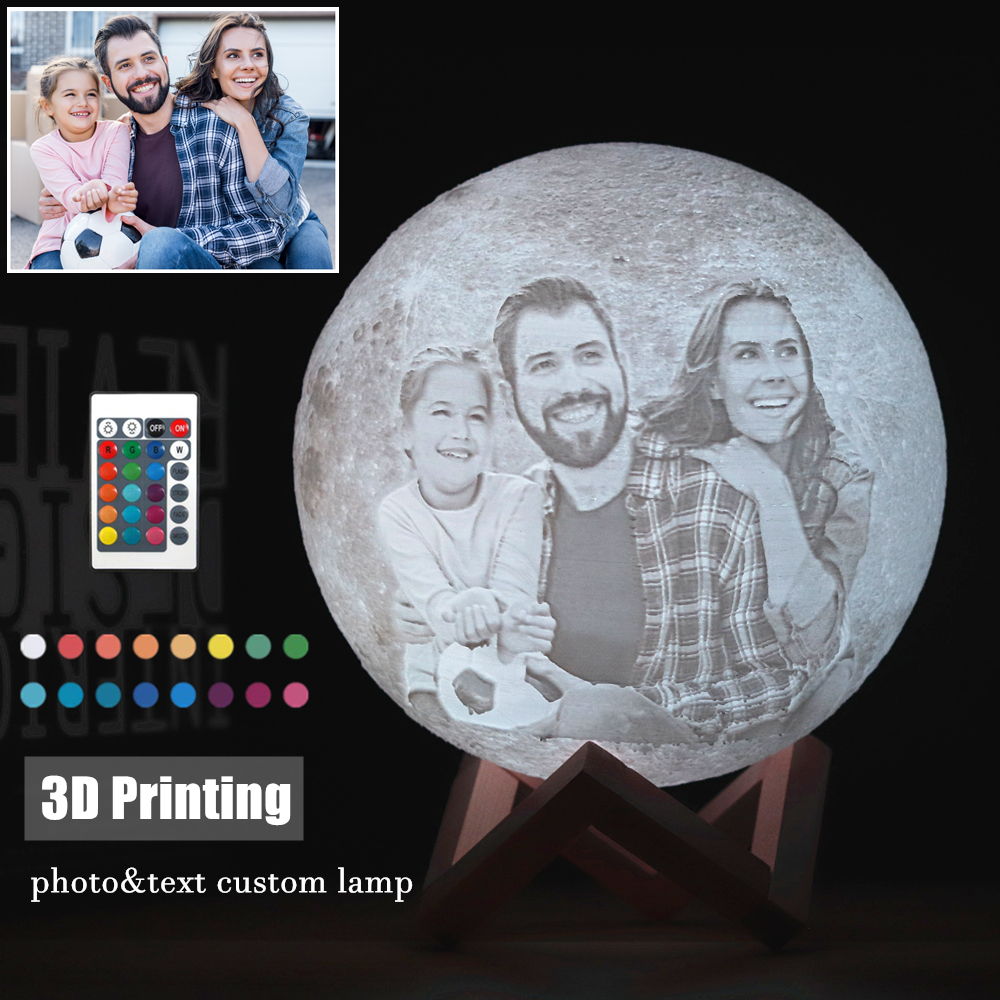 Foto/Text Benutzerdefinierte 3D-Druck Mondlampe Nachtlicht Maßgeschneiderte personalisierte Mondlampe USB wiederaufladbar Touch/Tap/Fernschalter
