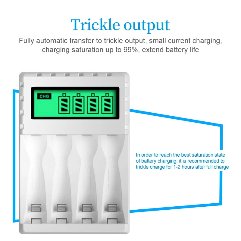 PUJIMAX 4 Slots 1.2V Smart Battery Charger LCD Display For AA/AAA NiCd NiMh Rechargeable Battery Portable Fast Charging Adapter
