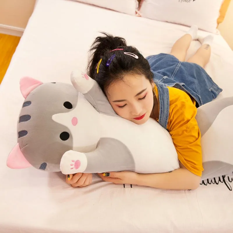 50-130CM Dễ Thương Mềm Dài Mèo Bạn Trai Gối Sang Trọng Đồ Chơi Nhồi Bông Tạm Dừng Ngủ Trưa Văn Phòng Ngủ Gối Quà Tặng búp Bê Cho Bé Gái