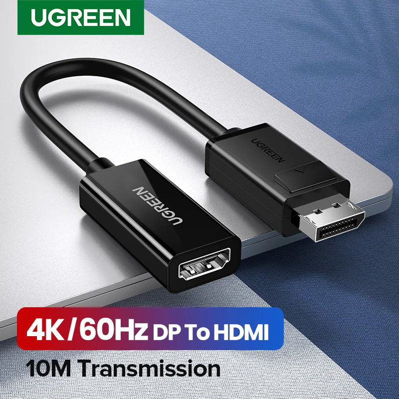 UGREEN-adaptador Displayport DP a HDMI 4K, convertidor de Cable de puerto de pantalla 1080P para PC, portátil, proyector, adaptador Displayport a HDMI