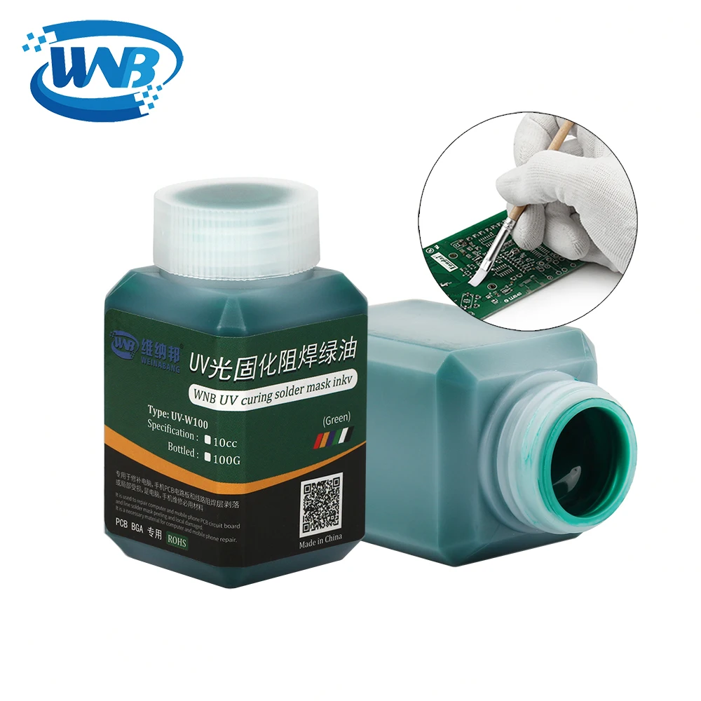 WNB 100g UV แสง Curable Solder Mask หมึกป้องกันการกัดกร่อน Arcing BGA PCB SMD Circuit Board ซ่อมเชื่อมสีน้ํามัน