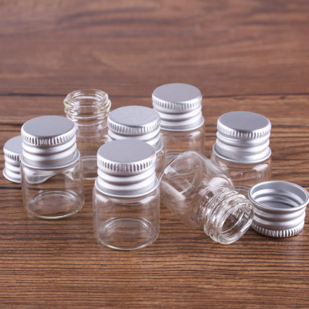 10 Món 5Ml/6Ml/7Ml/10Ml/14Ml/18Ml/20Ml/25Ml/30Ml Chai Thủy Tinh Với Nhôm Nắp Đậy Nhỏ Mini Lọ Thủy Tinh 9 Kích Thước U-Đựng