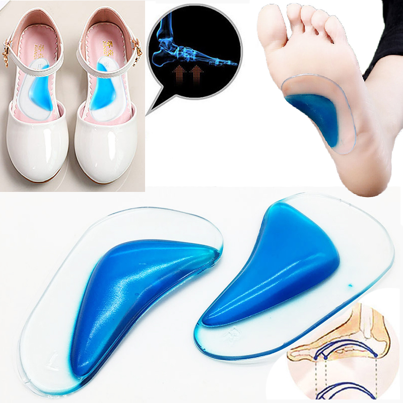 Trẻ Em Orthotic Đế Hỗ Trợ Vòm Silicone Trẻ Em Đế Chân Dẹp Flatfoot Corrector Giày Đệm Chèn Gel Chỉnh Hình Miếng Lót