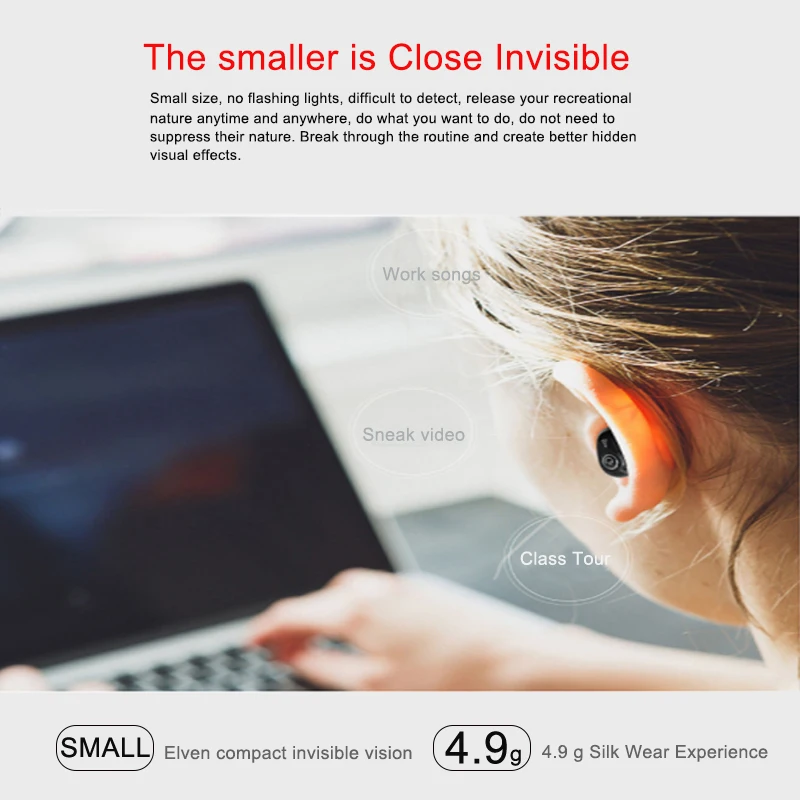 Mini auriculares inalámbricos con Bluetooth, dispositivo Invisible, con cancelación de ruido, manos libres, estéreo, TWS, con micrófono