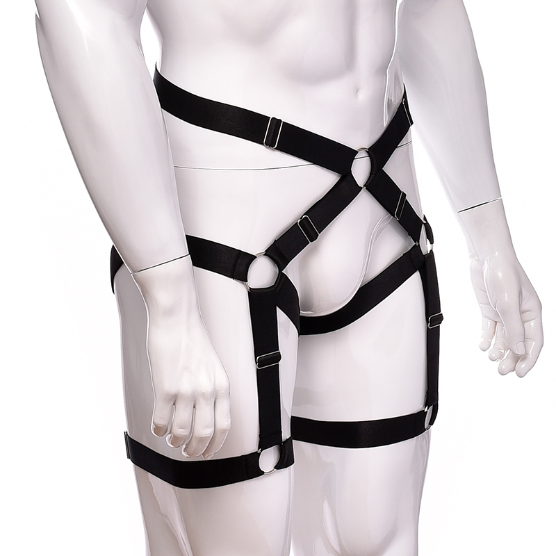 Hombre Liga ajuste elástico arnés de cuerpo esclavitud pierna alta cintura cinturón de moda Sexy ropa interior hombres Goth fiesta cuerpo jaula