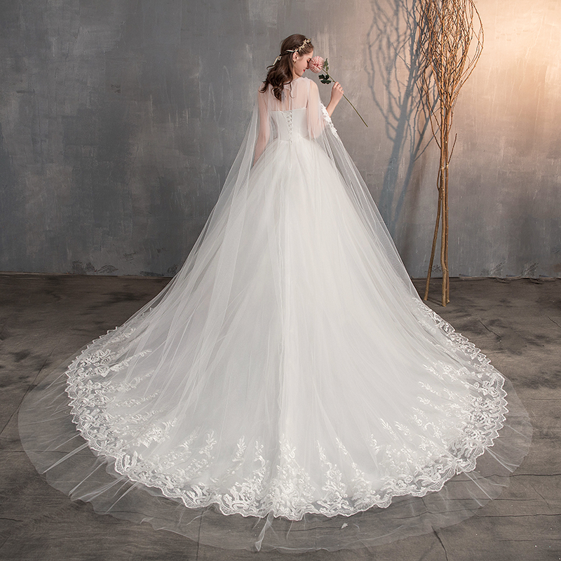 2024 robe de mariée chinoise avec longue casquette robe de mariée en dentelle avec longue traîne broderie princesse Plus Szie robe de mariée personnalisée