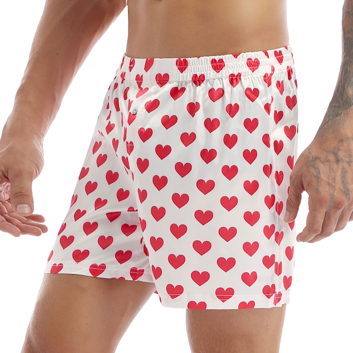 Iiniim-bóxer con estampado de corazón para hombre, ropa de playa, ligera, holgada, suave, Estilo clásico