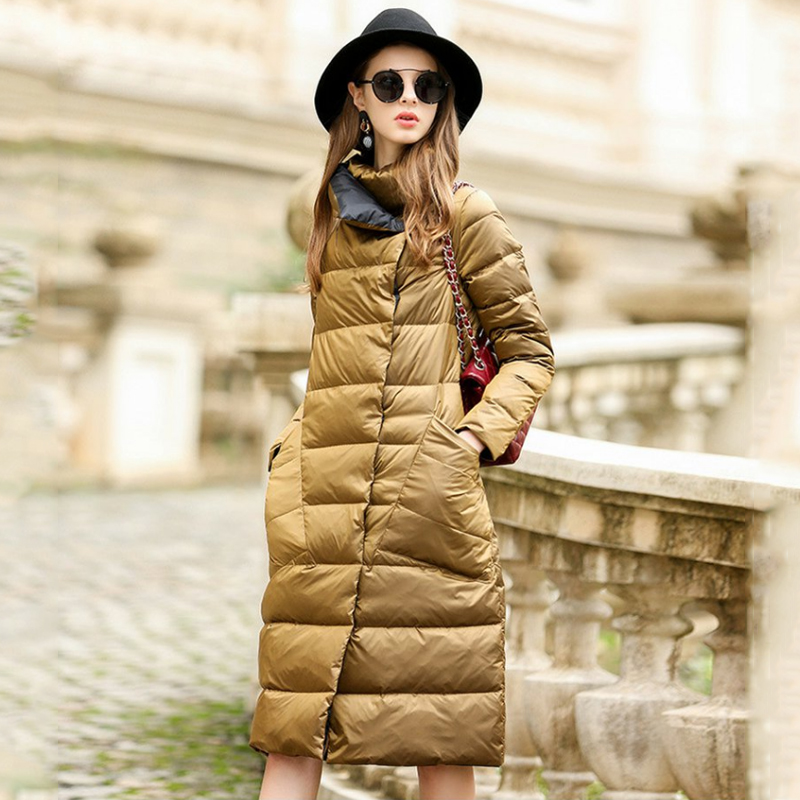 Fitaylor-冬用の女性用ロングコート,暖かい両面,超軽量,白いダックダウン,パーカー,アウター