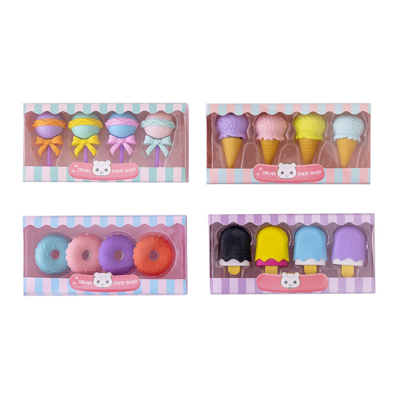 Kawaii Lollipop Sweety 아이스크림 학생 문구 학교 사무용품 어린이를위한 어린이 지우개 연필 지우개