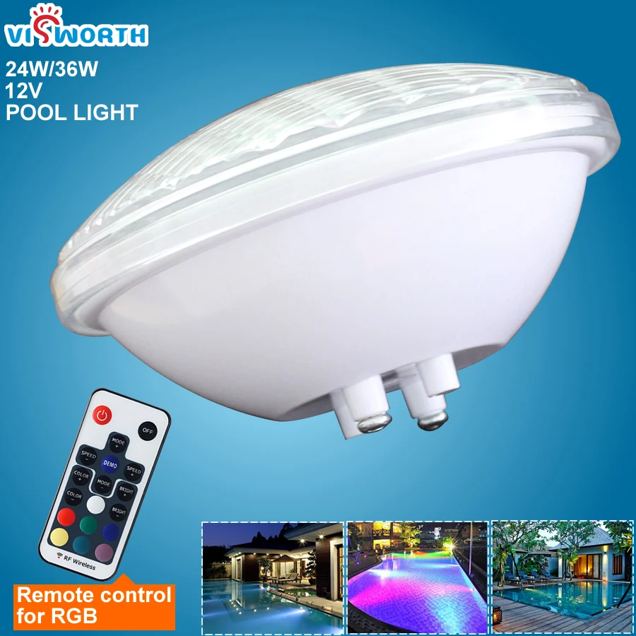 Par56 Bể Bơi 24W 36W Đài Phun Nước Ao Led Ip68 Chống Nước 12V Trắng Ấm Trắng Lạnh xanh Dương Rgb Dưới Nước Đèn