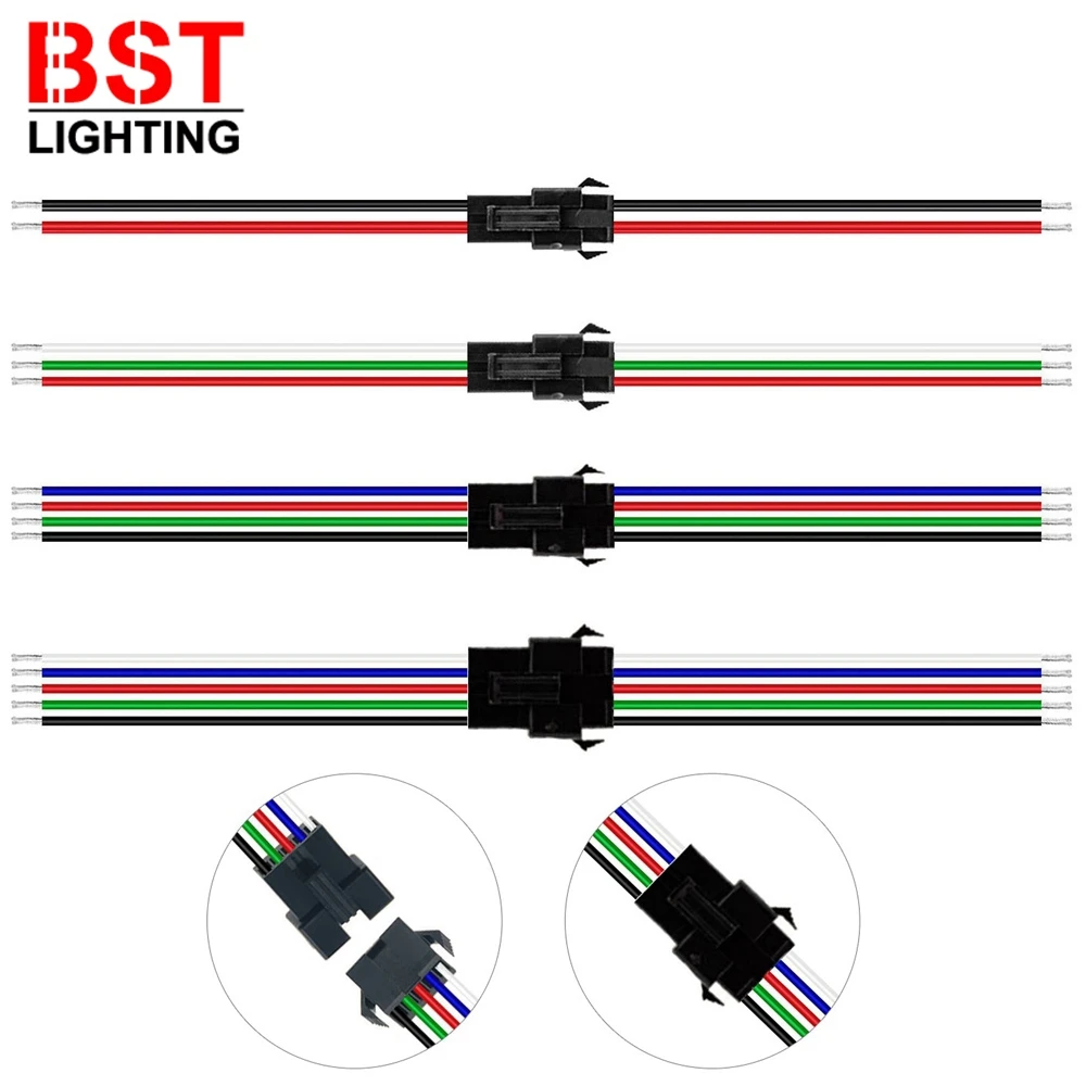 JST Cổng Kết Nối Nam Nữ 5-100 Cặp 2pin/3pin/4pin/5pin Cho 5050/3528 WS2812B/WS2811 WS2813/WS2815 SK6812 Dây Đèn LED
